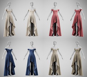 Dress 57 Velvet Colors With Design Collection 2 3D model