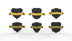 3D shield and ribbons banne 3D model