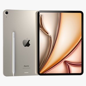 3D Apple iPad Air 2024 11-inch Starlight model