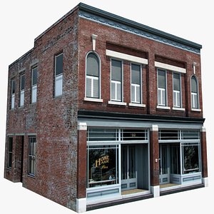 3d model of old style residential building
