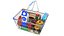 3D Two Detailed Shopping Basket And Cart