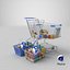 3D Two Detailed Shopping Basket And Cart