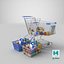 3D Two Detailed Shopping Basket And Cart
