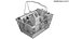3D Two Detailed Shopping Basket And Cart