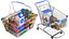 3D Two Detailed Shopping Basket And Cart