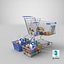 3D Two Detailed Shopping Basket And Cart