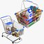 3D Two Detailed Shopping Basket And Cart