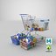 3D Two Detailed Shopping Basket And Cart
