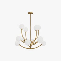 Knight Globe Chandelier - Modern Brass Pendant with Opal Globes