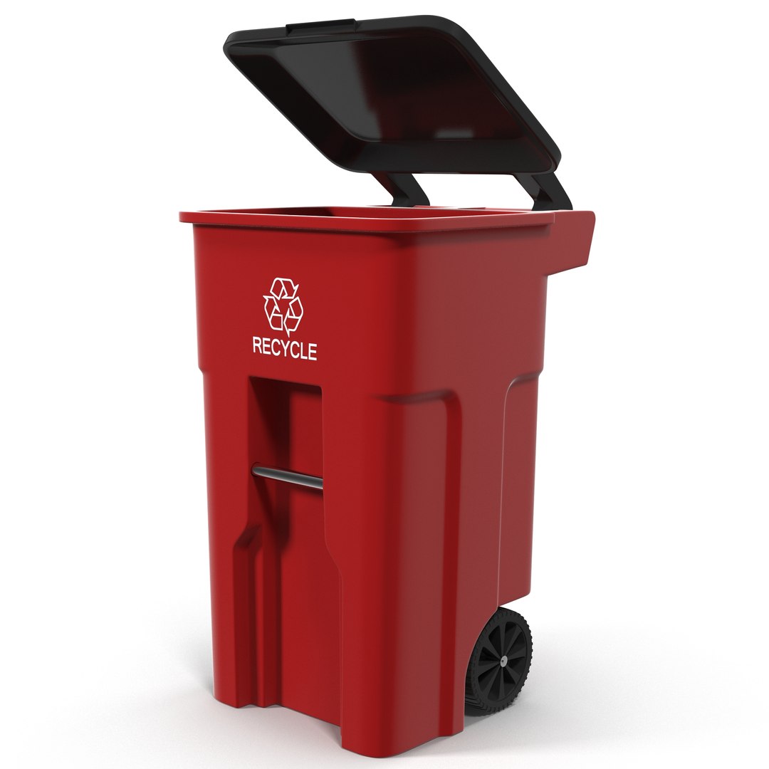 Rollout Recycling Container Red 3D Model 3D model preview