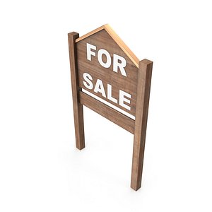 Wooden Sign with For Sale Text Realistic Model for Displays