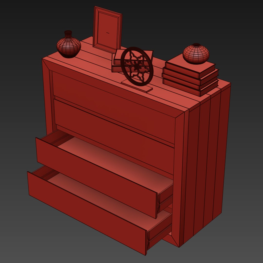 3d 3ds Reclaimed Russian Oak 4-drawer