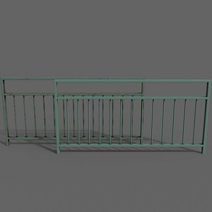 PBR Pedestrian Guard Rail Green V3 3D model