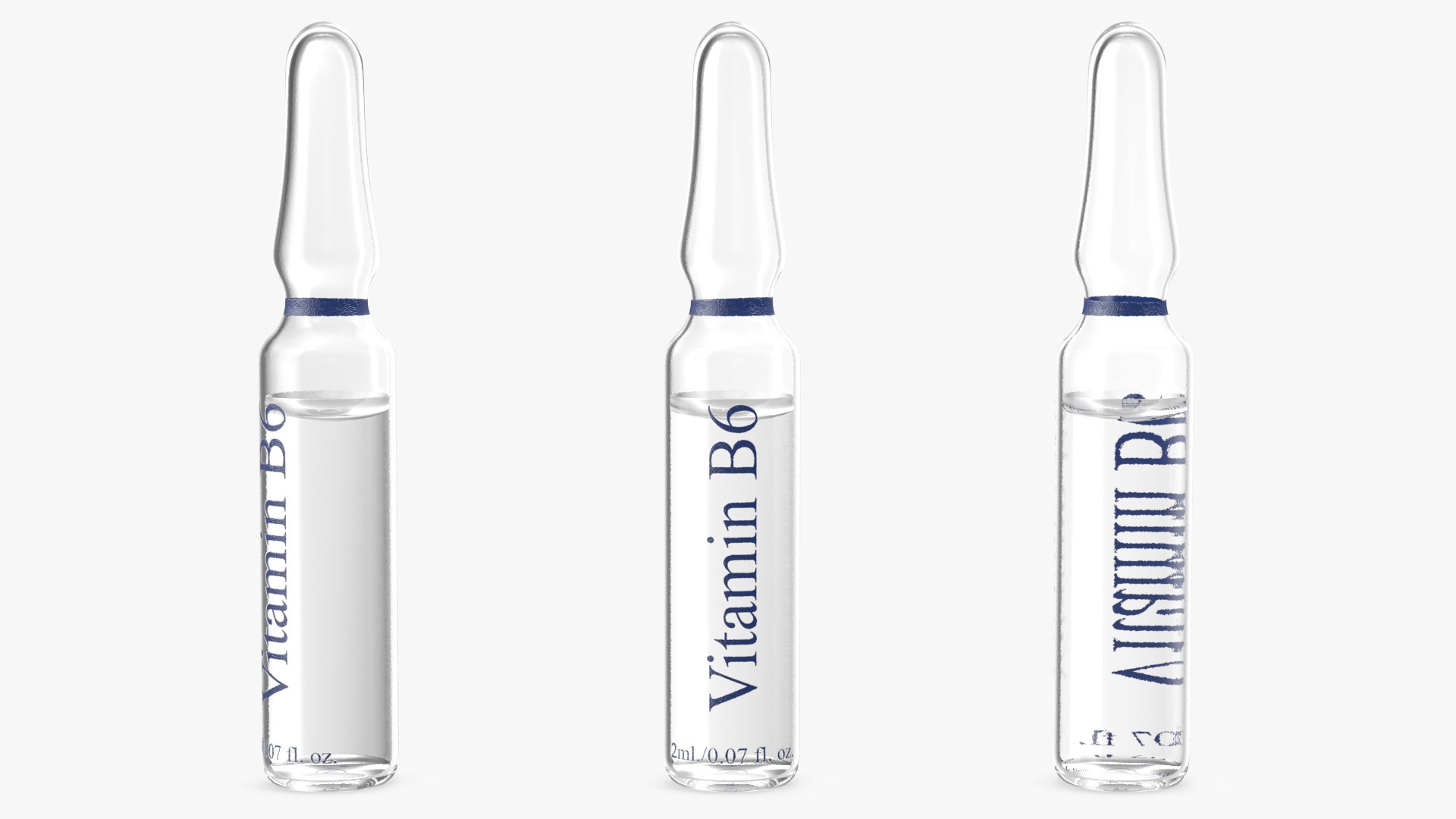 Vitamin B6 Pyridoxine 2ml Ampoule 3D model preview