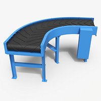 Curved Conveyor with Chevron Belt Blue