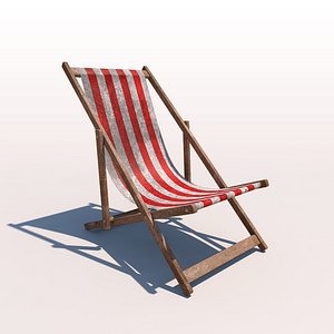 3d model deck chair - red