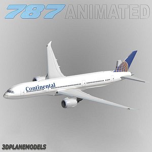 3d b787-9 continental airlines 787-9 model