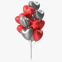 Red and Silver Heart Foil Balloons