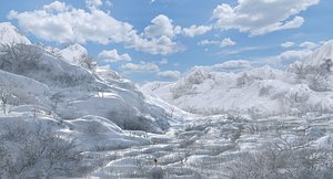 3D model snow mountain winter