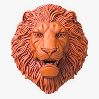 Lion Face Relief Sculpture Grinning Animal Head