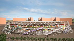 Sports arena with basketball court sports hall architectural model 3D model