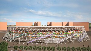 Sports arena with basketball court sports hall architectural model