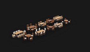 dining table set 03 3D model