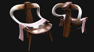 A chair with a goats head