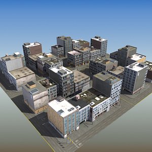 commercial city block 3d model