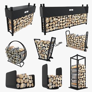 3D Firewood Stack Rack Collection