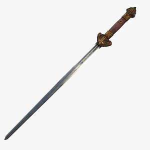 Fantasy Sword RPG Chinese Jian Blade Sword Straight Gladius Broad Shortsword Sabre Dadao Double Edge model