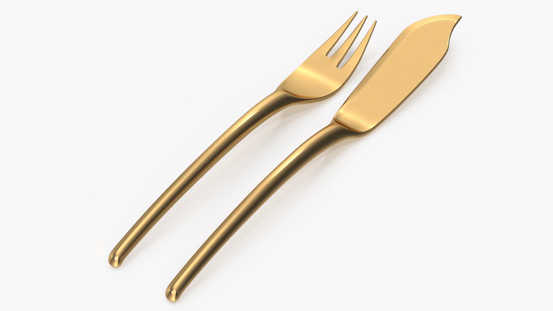 Set of Fish Cutlery Gold 3D model preview