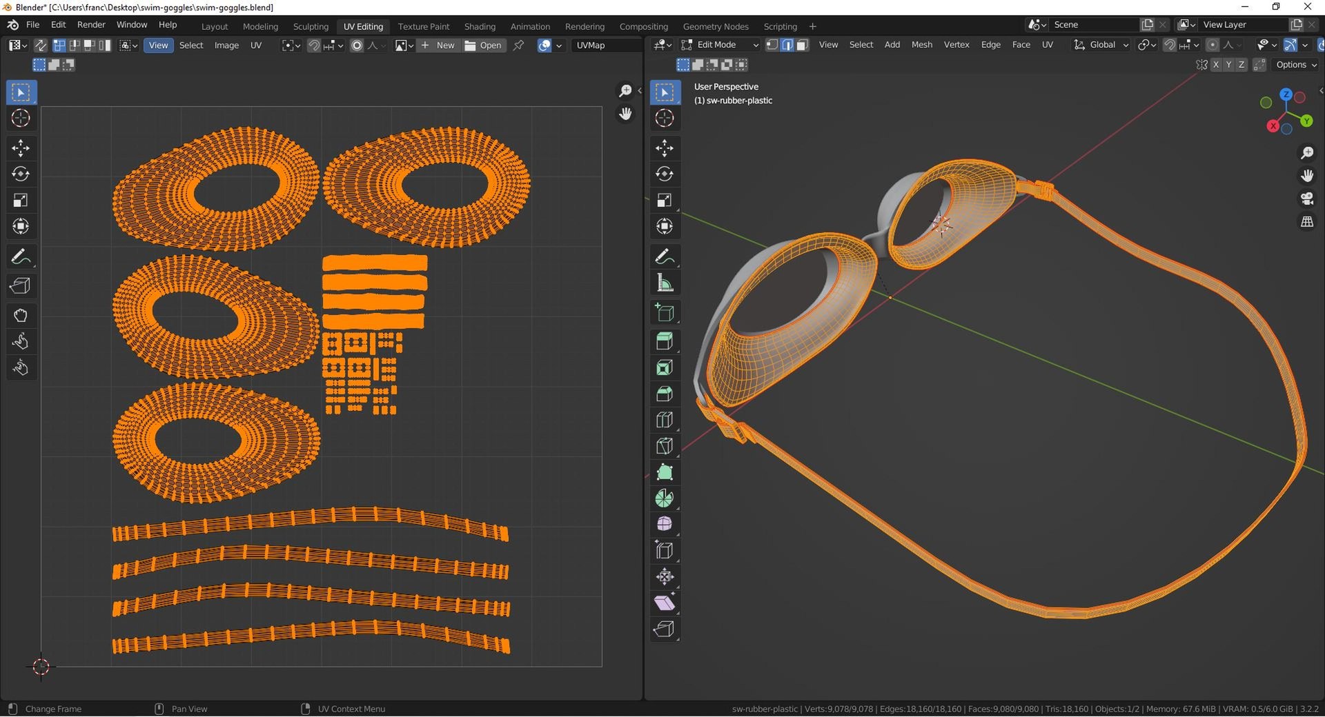 Swim Goggles Model - TurboSquid 1955341