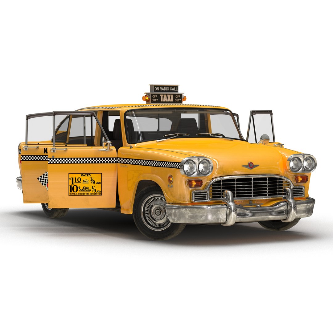Old NYC Checker Cab Rigged 3D model preview