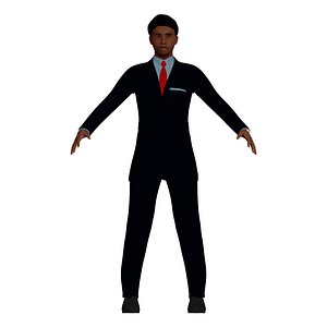Low-Poly African American Man Dark Blue Suit