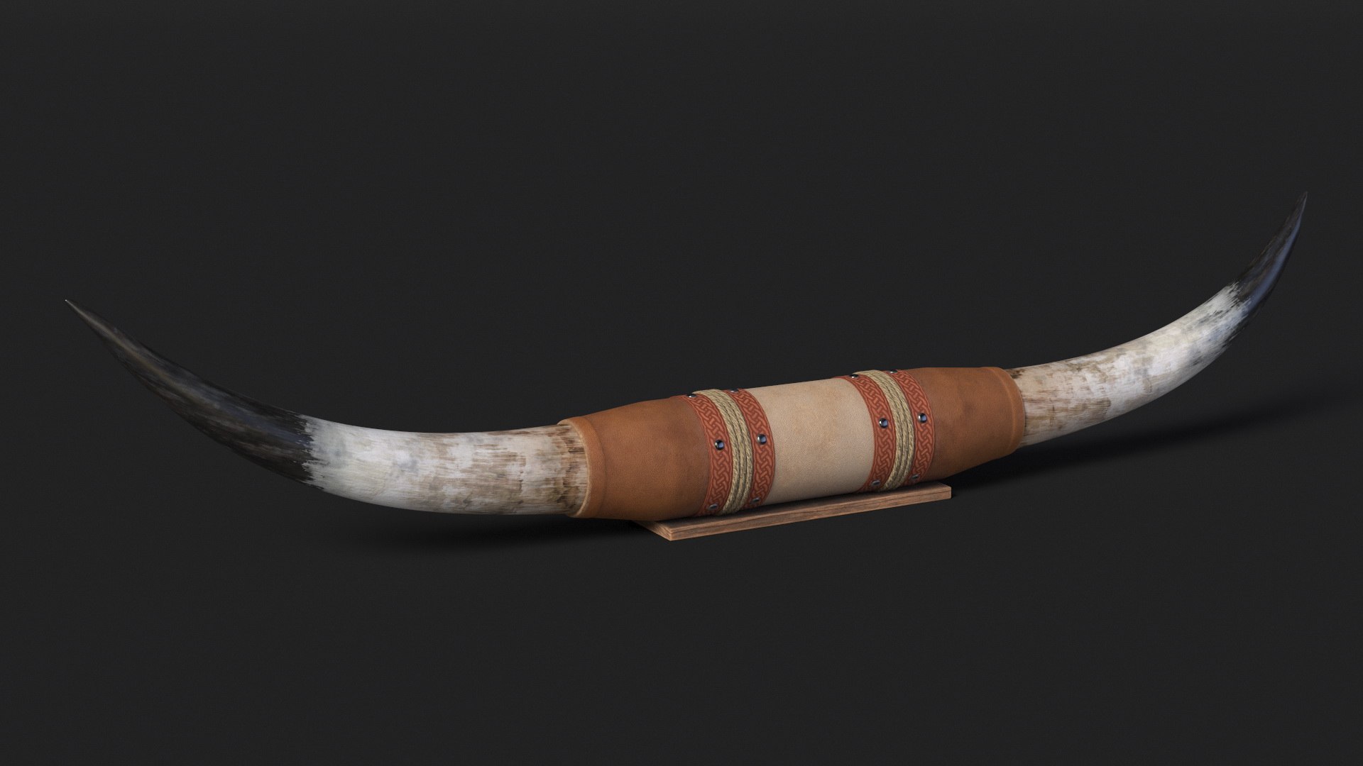 Bull Horns With Leather Mount 3D - TurboSquid 2342503