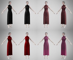 Dress 56 Velvet Colors With Design Collection 9 3D model