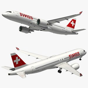 3D Airbus A220 300 Swiss Air Lines