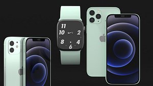 3D iphone 12 apple watch model
