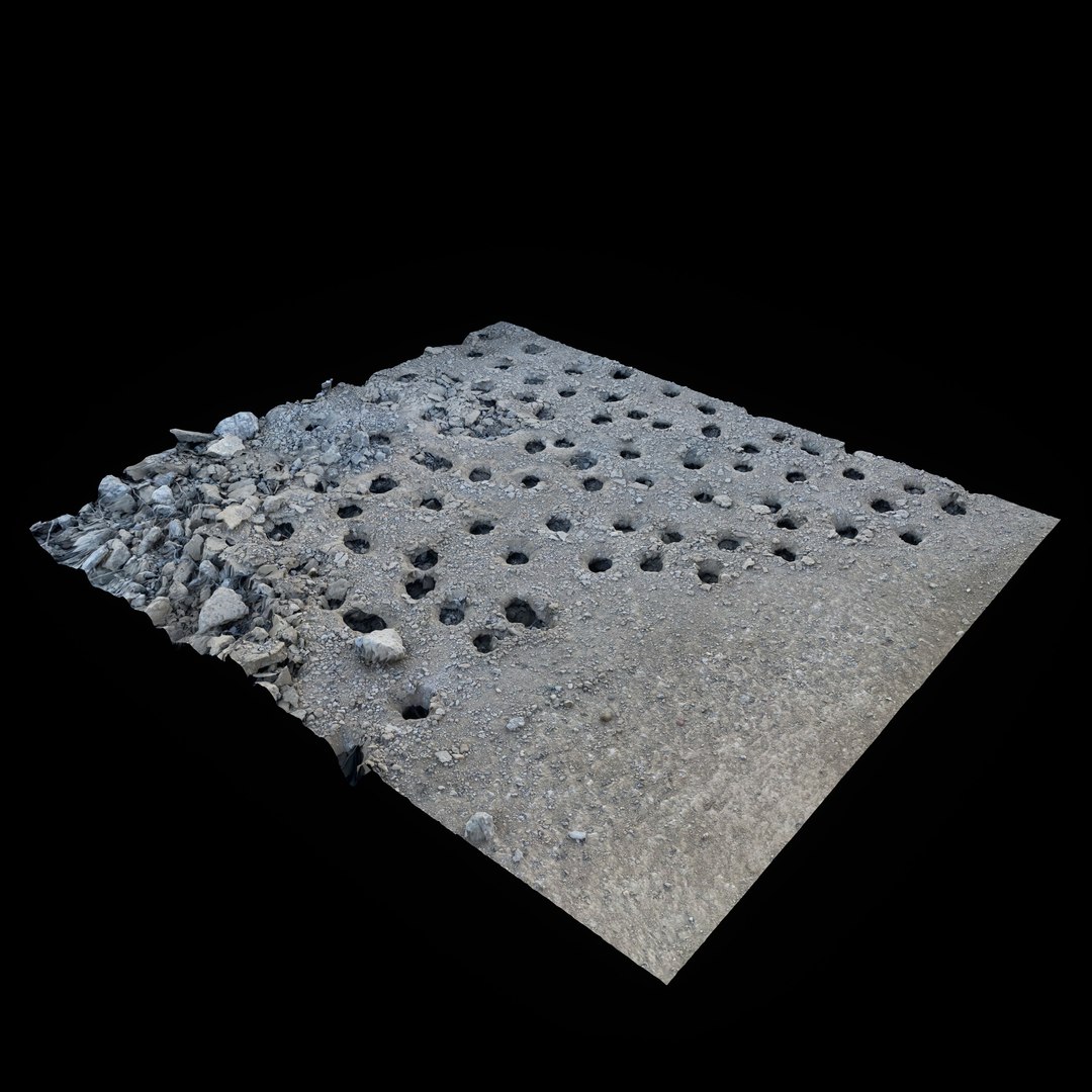 3D Gravel Ground Concrete Holes 01 - 3D photogrammetry model scan of concrete ground surface with holes model https://p.turbosquid.com/ts-thumb/sn/U3J2ul/2Y/gravelgroundconcreteholes01right/jpg/1672851640/1920x1080/fit_q87/97424f637de9ee09b4ef77a5f76ef95aed088421/gravelgroundconcreteholes01right.jpg