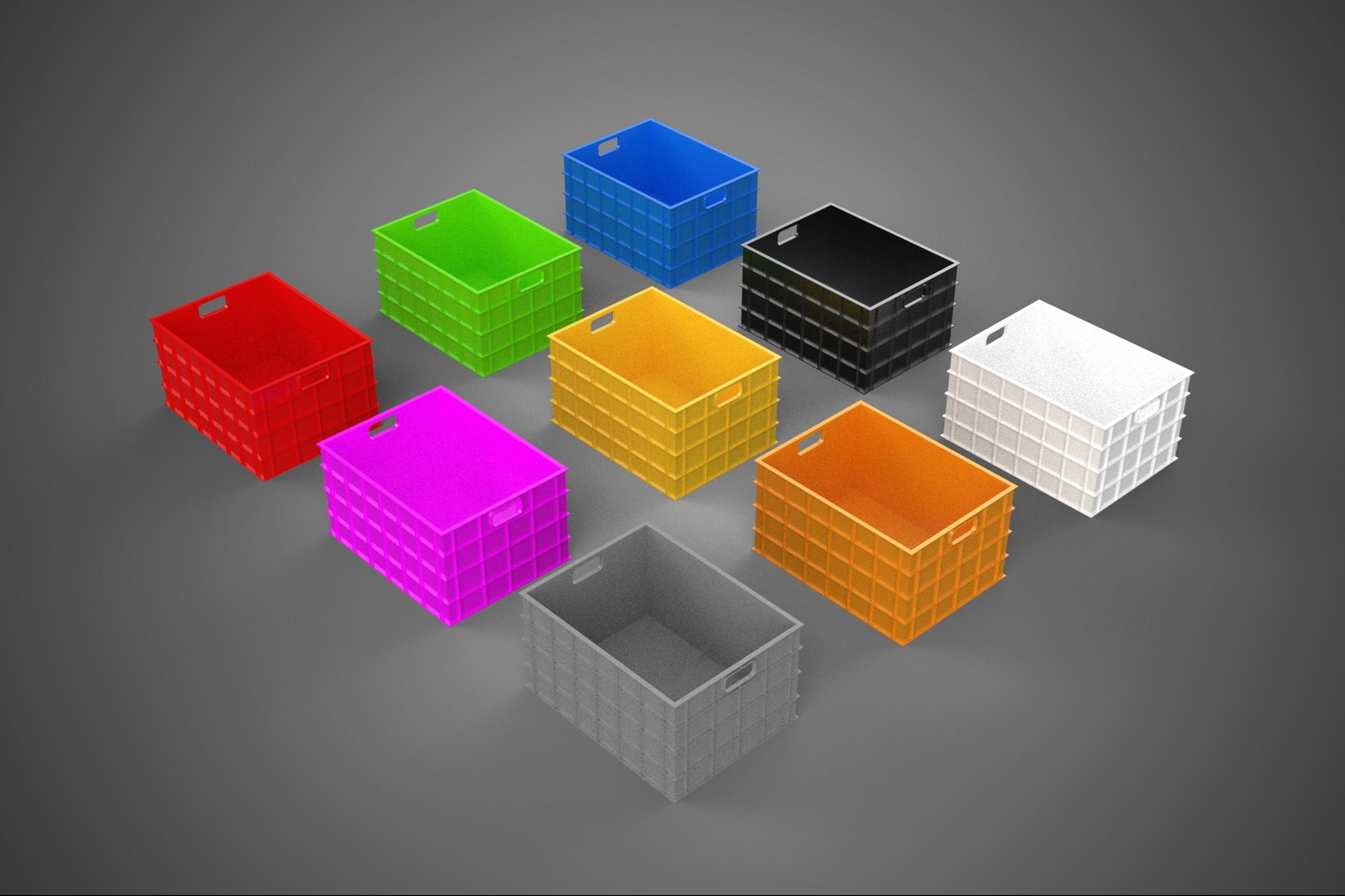 3D COLLECTION STANDARD COLORFUL PLASTIC CRATE BOX CONTAINER STORAGE ...