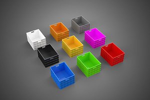 3D COLLECTION STANDARD COLORFUL PLASTIC CRATE BOX CONTAINER STORAGE model