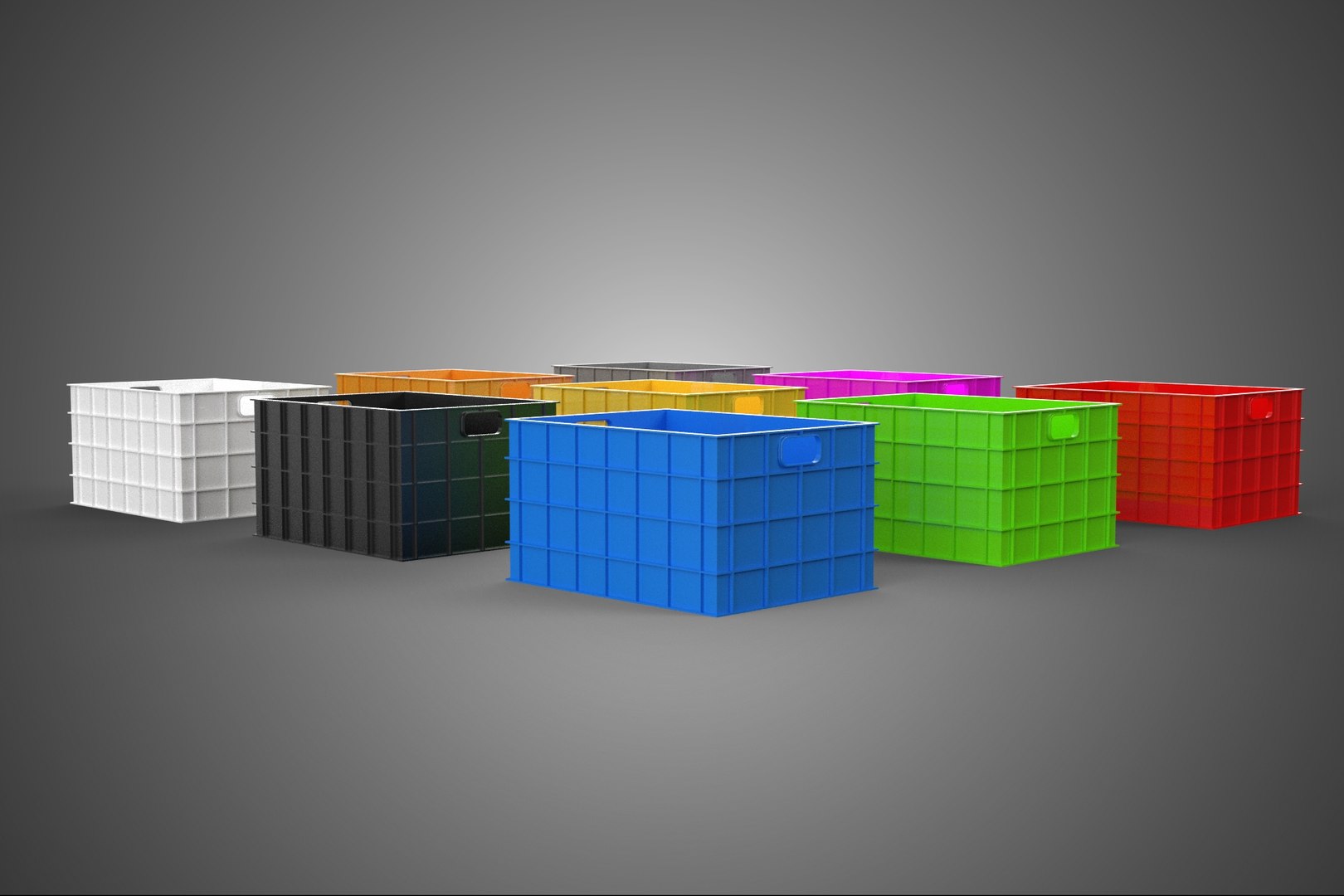 3D COLLECTION STANDARD COLORFUL PLASTIC CRATE BOX CONTAINER STORAGE ...