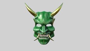 Oni Mask 04 Green - Hannya Fantasy Character Design
