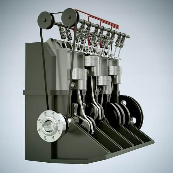 animation l4 16v engine 3d model