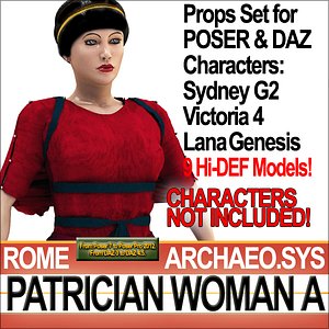 Props Set Poser Daz for Ancient Roman Patrician Woman A