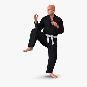Karate Fighter Pose 3 Black Suit