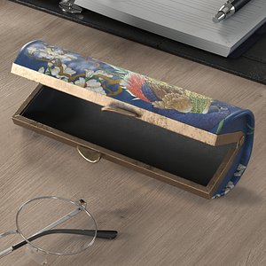 Vintage Glasses Case Embroidery Open 3D model