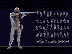 3D WWII Soldier Set 11 model