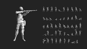 3D WWII Soldier Set 11 model